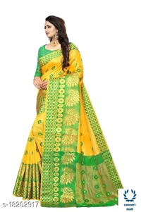 COTTON BASED JACQUARD SAREES - Saree Length Size-5.5m Blouse Length Size-0.8, Cotton silk, Zari Woves, pack of:1